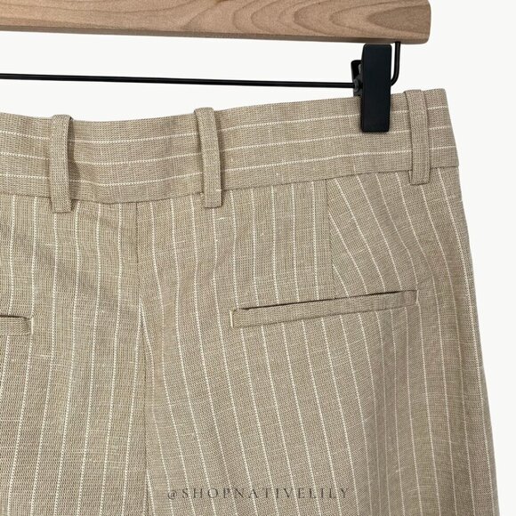 NWT Amour Vert Women’s Pleated Wide Leg Trouser | Sz 8 | Natural (Tan) Striped - Picture 10 of 15